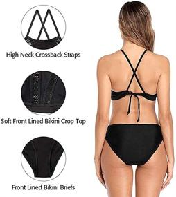 img 2 attached to 👙 Halter Bikini Swimwear: High Neck Two Piece Bikini Swimsuits by CharmLeaks - Stylish and Comfortable for Women