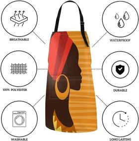 img 3 attached to 🏾 Britimes Waterproof Apron for Women Men - 32x28 inch, with Pockets for Cooking, Baking, Gardening - African American Woman Girl Folk Design