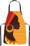 🏾 britimes waterproof apron for women men - 32x28 inch, with pockets for cooking, baking, gardening - african american woman girl folk design logo