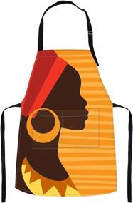 img 4 attached to 🏾 Britimes Waterproof Apron for Women Men - 32x28 inch, with Pockets for Cooking, Baking, Gardening - African American Woman Girl Folk Design