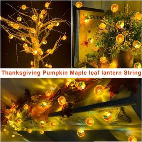 img 1 attached to 🎃 Fall Harvest Pumpkin Lights Decor 2-Pack - 20ft Warm White LED Thanksgiving Garlands with 3D Pumpkin Design, Battery Powered Indoor Home Decorations for Halloween, Thanksgiving, and Pumpkin Harvest Celebrations