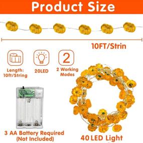 img 2 attached to 🎃 Fall Harvest Pumpkin Lights Decor 2-Pack - 20ft Warm White LED Thanksgiving Garlands with 3D Pumpkin Design, Battery Powered Indoor Home Decorations for Halloween, Thanksgiving, and Pumpkin Harvest Celebrations