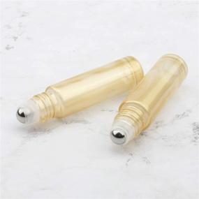 img 1 attached to NewZoll 8Pcs 10Ml Essential Oil Roller Bottles Pearl Gold Refillable Roll Bottles Vials Containers Skincare Cosmetic Aromatherapy Perfume