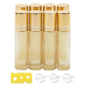 img 4 attached to NewZoll 8Pcs 10Ml Essential Oil Roller Bottles Pearl Gold Refillable Roll Bottles Vials Containers Skincare Cosmetic Aromatherapy Perfume