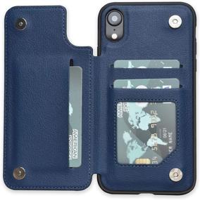 img 4 attached to ACXLIFE iPhone XR Case with Credit Card Holder and Magnetic Closure - PU Leather Protective Cover for 6.1 inch XR Wallet (Blue)