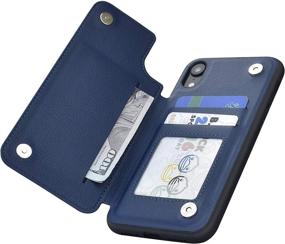 img 1 attached to ACXLIFE iPhone XR Case with Credit Card Holder and Magnetic Closure - PU Leather Protective Cover for 6.1 inch XR Wallet (Blue)