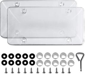 img 4 attached to 🛡️ 2-пакета прозрачных щитов для наклейки номера автомобиля с винтами-колпачками, максимальная защита для переднего и заднего номеров - ZELEMO