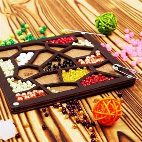 img 2 attached to 🔹 Lonjew Bead Organizer: Stylish Maze-shaped Wooden Bead Storage for Jewelry Making and Gifting