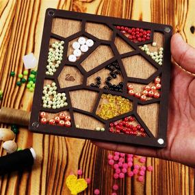 img 3 attached to 🔹 Lonjew Bead Organizer: Stylish Maze-shaped Wooden Bead Storage for Jewelry Making and Gifting