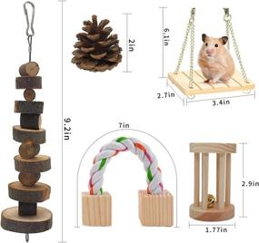img 3 attached to 🐹 McFeddy Guinea Pigs, Rabbits, Hamsters Chew Toys: 10 Pcs Wooden Small Animal Cage Accessories - Organic Apple Wood Activity Toys, Exercise Wheel, Teeth Molars, Pet Ball - Suitable for Mouse, Chinchillas, Bird, and More