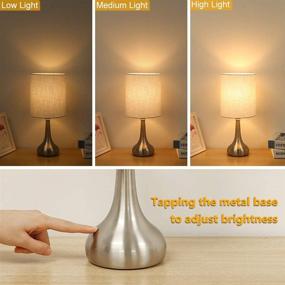 img 1 attached to 🌙 Boncoo Touch Control Table Lamp: Dimmable Night Light with Metal Base, White Lampshade - Perfect for Bedroom, Office, Dorm - Includes 6W 2700K Bulb