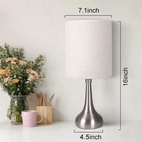 img 3 attached to 🌙 Boncoo Touch Control Table Lamp: Dimmable Night Light with Metal Base, White Lampshade - Perfect for Bedroom, Office, Dorm - Includes 6W 2700K Bulb
