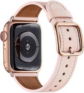 🌸 ремешок mnbvcxz для apple watch 38мм 40мм 41мм 42мм 44мм 45мм - натуральная кожаная замена для iwatch series 7 6 5 4 3 2 1 и se - розовый песчаник/розовое золото - женщины, мужчины, девочки, мальчики логотип