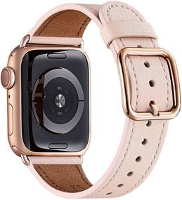 img 4 attached to 🌸 Ремешок MNBVCXZ для Apple Watch 38мм 40мм 41мм 42мм 44мм 45мм - Натуральная кожаная замена для iWatch Series 7 6 5 4 3 2 1 и SE - Розовый песчаник/Розовое золото - Женщины, Мужчины, Девочки, Мальчики