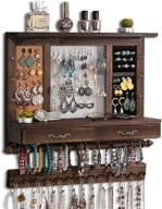 rustic wall mounted jewelry organizer mesh - hanging jewelry holder for earrings & necklaces with drawer - jewelry box included логотип