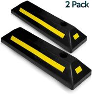 🚧 premium quality heavy-duty rubber car garage wheel stopper - zone tech 2 pcs professional grade parking guide with reflective yellow tape curb logo