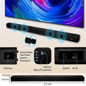 img 3 attached to 🔊 Wireless Sound Bar Portable Soundbar for Home Theater - Bluetooth Speakers with 3D Surround Sound, Built-in Subwoofers, Remote Control - 40W (37") - Compatible with TV, PC, Phones, Tablets