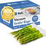 🛍️ reli. vacuum sealer bags 8x12" - 400 bags: bpa-free, bulk, pre-cut, embossed vacuum bags for food storage, sous vide & food prep (quart size, clear) логотип