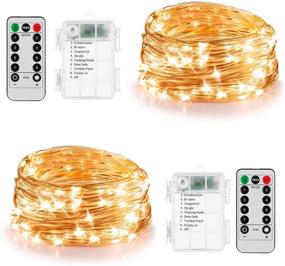 img 4 attached to 🔮 Koxly 2 Pack 20ft 60 Led Fairy Lights with Remote Timer - Waterproof Battery Operated Twinkle Firefly Lights for Bedroom, Garden, Easter, Party - Christmas Indoor and Outdoor Decorations