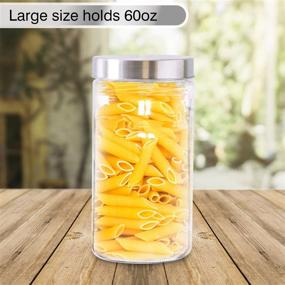 img 1 attached to 🍶 Premium Glass Jars for Kitchen - Set of 3 Large Storage Containers - 60Oz with Metallic Lids - Multipurpose for Snacks, Coffee, Pet Treats - Screw-On Lid