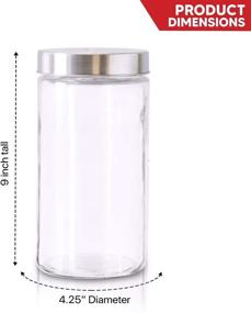 img 2 attached to 🍶 Premium Glass Jars for Kitchen - Set of 3 Large Storage Containers - 60Oz with Metallic Lids - Multipurpose for Snacks, Coffee, Pet Treats - Screw-On Lid