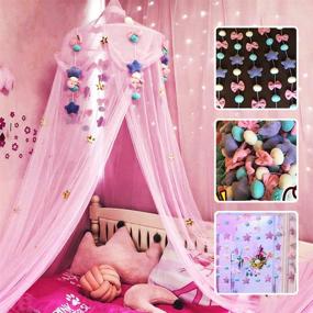 img 2 attached to 👑 Premium Bed Canopy for Girls: Decorative Crib Canopy with Plush Toy, Princess Mosquito Net for Toddlers, Adults & Over Baby Crib - Large Size