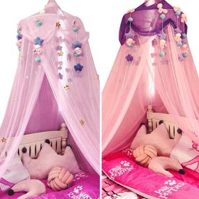 img 1 attached to 👑 Premium Bed Canopy for Girls: Decorative Crib Canopy with Plush Toy, Princess Mosquito Net for Toddlers, Adults & Over Baby Crib - Large Size