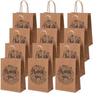 🛍️ cooraby 20 pack thank you party bags - kraft brown paper bags with handle for shopping, weddings, goodies, birthdays - party favors logo