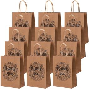 img 4 attached to 🛍️ Cooraby 20 Pack Thank You Party Bags - Kraft Brown Paper Bags with Handle for Shopping, Weddings, Goodies, Birthdays - Party Favors