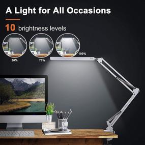 img 3 attached to White LED Swing Arm Desk Lamp by BZBRLZ - Eye-Caring Architect Task Lamp with Dimmable 3 Color Modes, 10 Brightness Levels, Memory Function, and Adapter