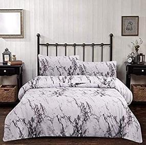 img 2 attached to 🛌 MAG Marble 3PC Comforter Sets: Black, White, and Gray Modern Patterned Bedding for Full/Queen Size - Soft Microfiber, Ideal for Summer