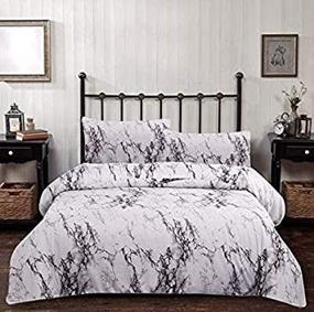 img 4 attached to 🛌 MAG Marble 3PC Comforter Sets: Black, White, and Gray Modern Patterned Bedding for Full/Queen Size - Soft Microfiber, Ideal for Summer