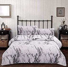 img 3 attached to 🛌 MAG Marble 3PC Comforter Sets: Black, White, and Gray Modern Patterned Bedding for Full/Queen Size - Soft Microfiber, Ideal for Summer