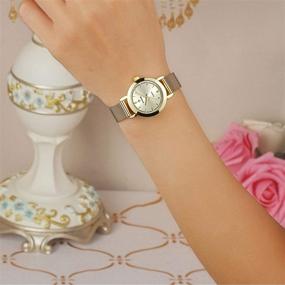 img 3 attached to ⌚ Стильные женские часы: Оригинальные модные аналоговые кварцевые с регулируемыми стальными сетчатыми ремнями, водонепроницаемые, и шириной ремешка 10-16 мм