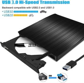 img 3 attached to 📀 Portable DVD Drive, USB 3.0 External CD/DVD +/-RW Drive, DVD Player Burner for Laptop, CD ROM Compatible with Windows Linux OS Apple Mac Desktop PC (Black)