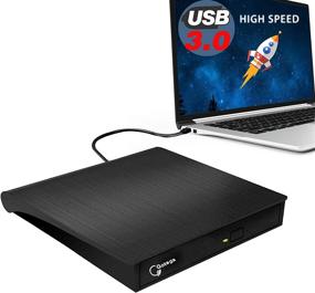 img 4 attached to 📀 Portable DVD Drive, USB 3.0 External CD/DVD +/-RW Drive, DVD Player Burner for Laptop, CD ROM Compatible with Windows Linux OS Apple Mac Desktop PC (Black)