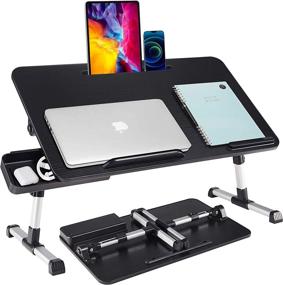 img 4 attached to 🖥️ BUILDEC Lap Desk for Laptop: Adjustable Stand with Storage Drawer for Convenient Work, Gaming, and Relaxation