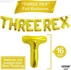 img 1 attached to 🦖 Pack of 4 XtraLarge 48 Inch Dinosaur Birthday Party Supplies - Gold Three Rex Birthday Party Decorations Kit, Includes 3 Rex Balloon and Three Rex Balloons for Dinosaur Party Decorations and 3 Rex Birthday Decor