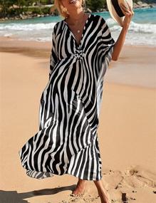 img 2 attached to 👗 Chic and Stylish Bsubseach Women's Print Turkish Kaftan Beachwear Bikini Cover Up Maxi Dress: Perfect for Beach and Poolside