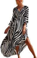 👗 chic and stylish bsubseach women's print turkish kaftan beachwear bikini cover up maxi dress: perfect for beach and poolside logo