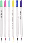 🖍️ 6pcs water erasable fabric marking pen - disappearing ink sewing marker for embroidery, cross stitch, handicarft needlework - air erasable, water soluble ink logo