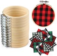🎄 caydo 12-piece christmas ornament kit: 3-inch embroidery hoops & 5-inch plaid fabric squares for festive decorations logo