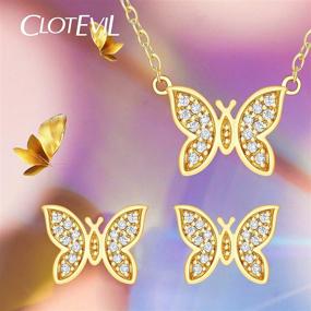 img 3 attached to 🦋 CLOT EVIL Sterling Silver Dainty Jewelry Sets: 14K Gold Plated Bee Necklace and Stud Earrings with Cubic Zirconias - "Dear Honey" Butterfly Jewellery Set for Her Anniversary Gifts