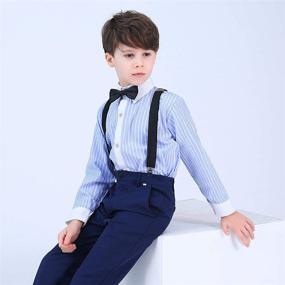 img 2 attached to 👔 Aivtalk Boys 4 Piece Suit Set with Suspender Shirt Pant Bowtie | Formal Dresswear for Kids