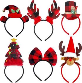 img 4 attached to Elcoho Buffalo Christmas Headbands Reindeer
