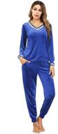 stylish striped velour tracksuit set with v neck and pocket for women - irevial two piece sweatsuits логотип