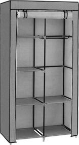 img 4 attached to 🧺 SONGMICS Portable Closet Organizer: 6-Shelf Wardrobe with Hanging Rails for Bedroom Storage, Herringbone Pattern, Gray URYG084G22