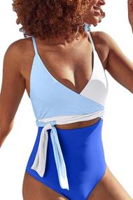 img 4 attached to 👙 ESONLAR Swimusit V Neck Swimwear Monokini for Women: Clothing, Swimsuits & Cover Ups