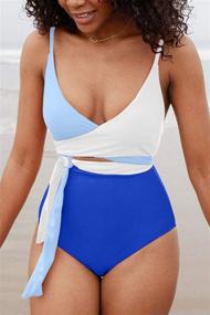 img 2 attached to 👙 ESONLAR Swimusit V Neck Swimwear Monokini for Women: Clothing, Swimsuits & Cover Ups