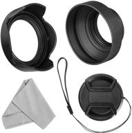 📸 veatree 58mm lens hood kit - collapsible rubber lens hood with filter thread + reversible tulip flower lens hood + center pinch lens cap + microfiber lens cleaning cloth logo